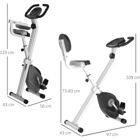 Bicicleta estática plegable - 8 niveles de resistencia, pantalla LCD multifunción, cómoda