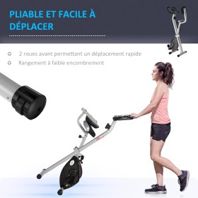 Bicicleta estática plegable - 8 niveles de resistencia, pantalla LCD multifunción, cómoda