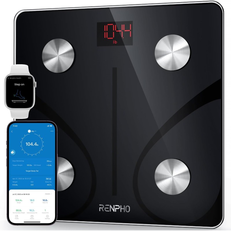 Balance Connectée Bluetooth – 13 Mesures Essentielles, Application Fitness