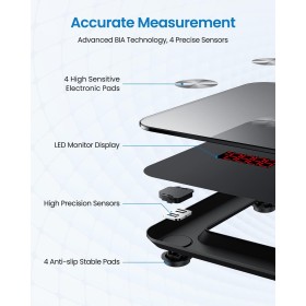 Balance Connectée Bluetooth – 13 Mesures Corporelles, Synchronisation Facile, Haute Précision, Utilisateurs Illimités