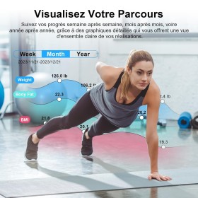 Balance Impédancemètre Connectée avec Grand Écran – 15 Mesures de Santé, Modes Multiples, Compatible App