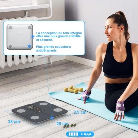 Balance Impédancemètre Connectée avec Grand Écran – 15 Mesures de Santé, Modes Multiples, Compatible App