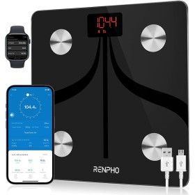 Balance Impédancemètre Connectée Bluetooth – 13 Mesures, Rechargeable USB, Compatible avec Apps Fitness