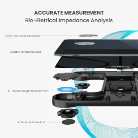 Balance Impédancemètre Connectée Bluetooth – 13 Mesures, Rechargeable USB, Compatible avec Apps Fitness