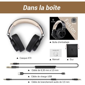 Casque Bluetooth sans Fil - Qualité Sonore, Autonomie 72h+, Micro Antibruit, Port de Partage, Confort