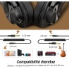 Casque Bluetooth sans Fil - Qualité Sonore, Autonomie 72h+, Micro Antibruit, Port de Partage, Confort