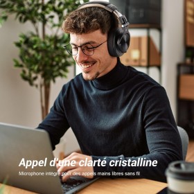 Casque Bluetooth sans Fil - Qualité Sonore, Autonomie 72h+, Micro Antibruit, Port de Partage, Confort