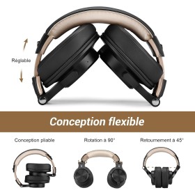 Casque Bluetooth sans Fil - Qualité Sonore, Autonomie 72h+, Micro Antibruit, Port de Partage, Confort