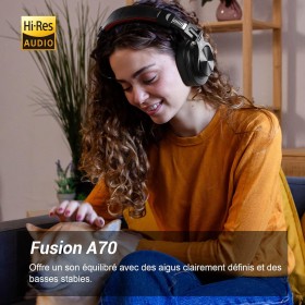 Casque Bluetooth sans Fil - 72h+ d'Autonomie, Qualité Sonore, Micro Antibruit, Port de Partage, Confort