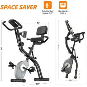 Vélo d'Appartement Pliable – 8 Niveaux de Résistance, Écran LCD, Entraînement Complet