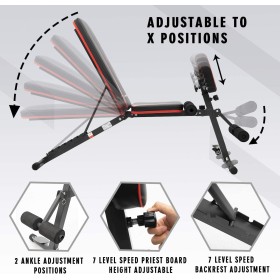 Banc de Musculation Multifonction Pliable – Réglable en 7 Positions, Compact, Confort Optimal