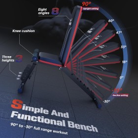 Banc de Musculation Pliable avec Inclinaison Réglable et Capacité de Charge de 700 kg