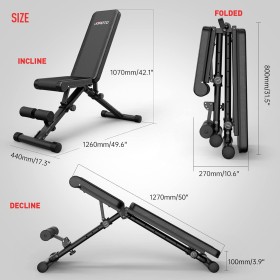 Klappbare Hantelbank - 8x4x3 verstellbar mit 318 kg Belastbarkeit