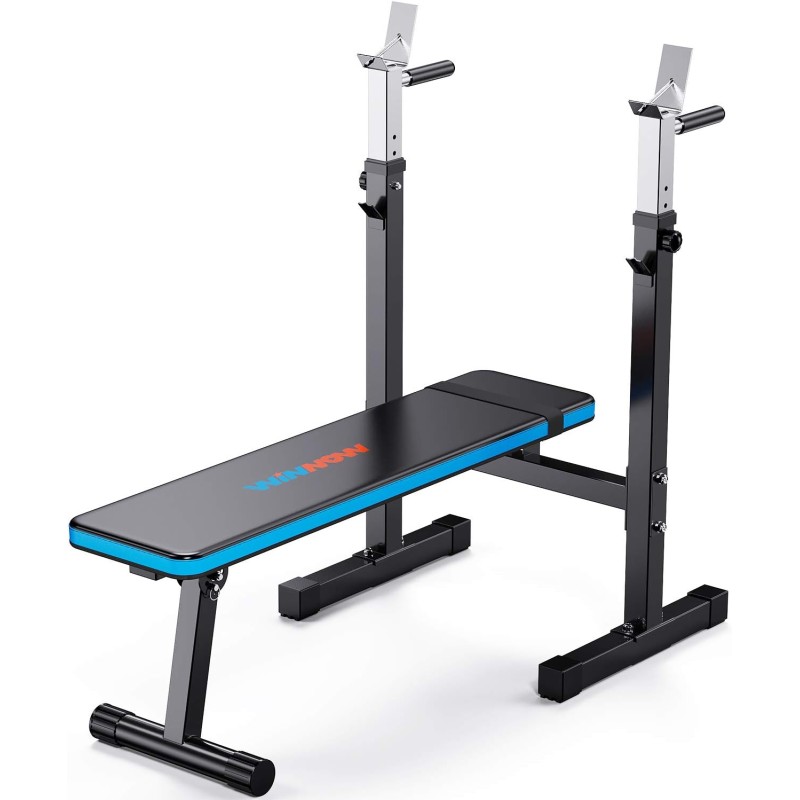 Banc de Musculation Pliable Multifonction 4 en 1 avec Repose-Barre Réglable et Barres Parallèles