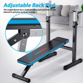 Banc de Musculation Pliable Multifonction 4 en 1 avec Repose-Barre Réglable et Barres Parallèles