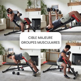 Banc de Musculation Multifonction Réglable – 7 Positions, Construction Acier, Support Haltères