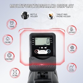 Faltbares Rudergerät mit 8 Widerstandsstufen - Magnetischer Widerstand, LCD-Multifunktionsbildschirm, kompakt und geräuscharm