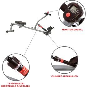 Rudergerät mit digitalem Monitor - 12 Widerstandsstufen, Ergonomisch, Kompakt, Leise, Leistungsüberwachung