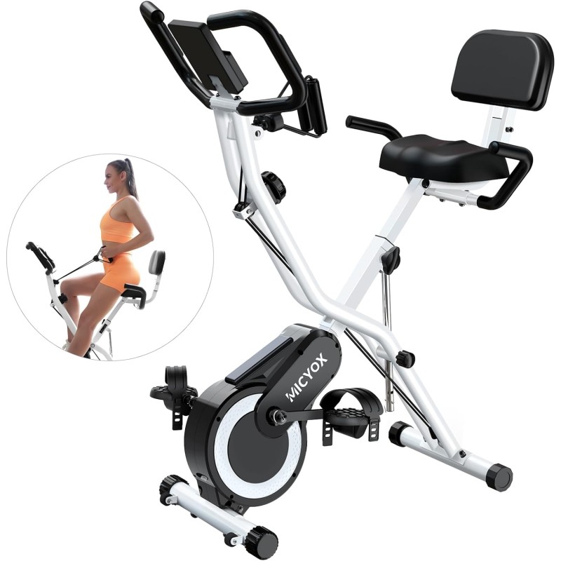 Opvouwbare hometrainer - 16 weerstandsniveaus, stil, comfortabel, multifunctionele monitor, compact