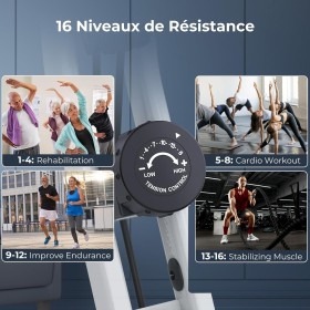 Vélo d'Appartement Pliable – 16 Niveaux de Résistance, Silencieux, Confortable, Moniteur Multifonctionnel, Compact