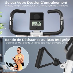 Vélo d'Appartement Pliable – 16 Niveaux de Résistance, Silencieux, Confortable, Moniteur Multifonctionnel, Compact