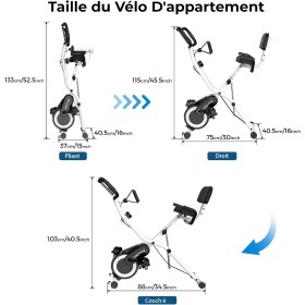 Bicicleta estática plegable - 16 niveles de resistencia, silenciosa, cómoda, monitor multifunción, compacta