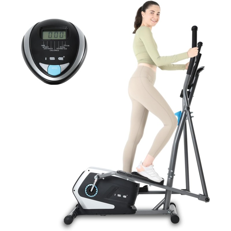 Velo Elliptique Pliable 8 Niveaux de Resistance Ecran LCD Multifonction Silencieux Porte Bouteille