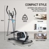 Folding Elliptical Bike - 8 Resistance Levels, Multifunction LCD Display, Silencer, Bottle Holder