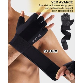 Gants de Fitness Respirants à Scratch Noir - Confort Optimal pour Haltérophilie et Entraînement