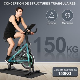 Vélo d'Appartement Magnétique – Suivi de Performance, Confort, Volant d'Inertie, Écran LCD, et Tapis de Sol