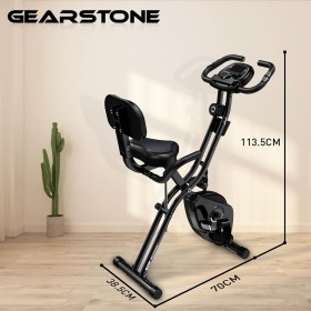 Folding Exercise Bike - 12 Levels of Resistance, Multifunction LCD Screen, Extra Large and Quiet Seat