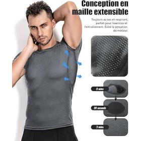 Lot de 3 Tee Shirts Compression Homme - Manches Courtes pour Running, Fitness, Gym et Musculation