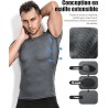 Lot de 3 Tee Shirts Compression Homme - Manches Courtes pour Running, Fitness, Gym et Musculation