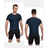 Lot de 3 Tee Shirts Compression Homme Noir, Bleu et Marine - Running, Fitness, Gym et Musculation