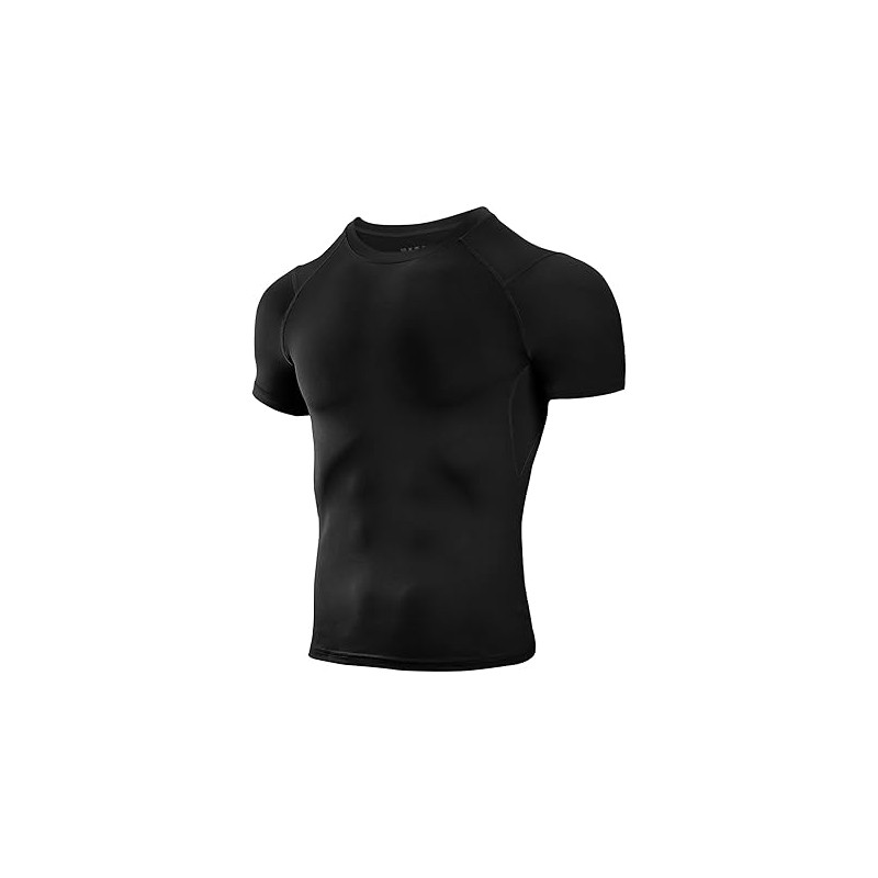 Tee Shirt Compression Homme Noir - Running, Fitness, Gym et Musculation