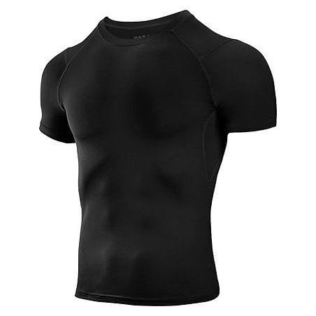 Tee Shirt Compression Homme Noir - Running, Fitness, Gym et Musculation