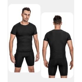 Tee Shirt Compression Homme Noir - Running, Fitness, Gym et Musculation