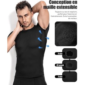 Tee Shirt Compression Homme Noir - Running, Fitness, Gym et Musculation