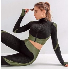 Legging de Sport Femme Taille Haute Noir, Vert - Confort Extensible pour Gym et Yoga