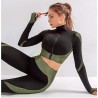 Legging de Sport Femme Taille Haute Noir, Vert - Confort Extensible pour Gym et Yoga