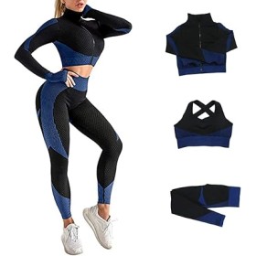 Legging de Sport Femme Taille Haute Noir, Bleu - Confort Extensible pour Gym et Yoga