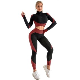 Ensemble Vêtement de Sport Femme 3 Pièces - Yoga et Fitness Set avec Soutien-Gorge Sport, Legging Taille Haute et Veste Zippée