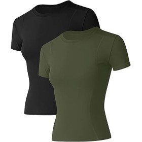 T-shirt de Sport Femme, Respirant et Extensible, Manches Courtes, Entraînement Fitness