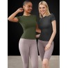 T-shirt de Sport Femme, Respirant et Extensible, Manches Courtes, Entraînement Fitness