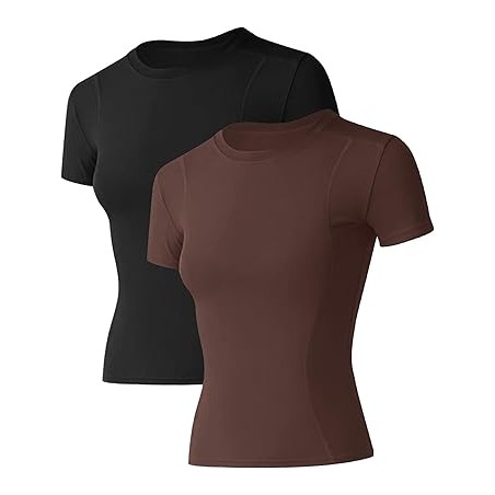 T-shirt Sport Femme Manches Courtes, Respirant, Séchage Rapide, Idéal pour Entraînement et Fitness