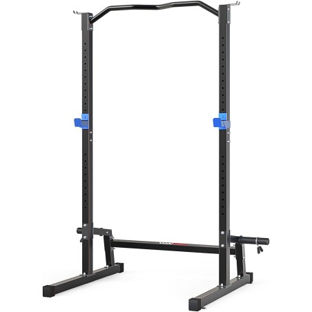 Rack per manubri e squat regolabile tutto in uno - 21 posizioni, barra robusta a presa multipla e rack di stoccaggio integrato