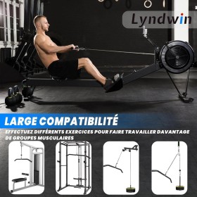 Barre de Tirage Musculation Triceps Biceps - Barre en Acier Noir, Détachable pour Poulie