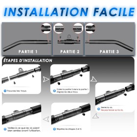 Barre de Tirage Musculation Triceps Biceps - Barre en Acier Noir, Détachable pour Poulie