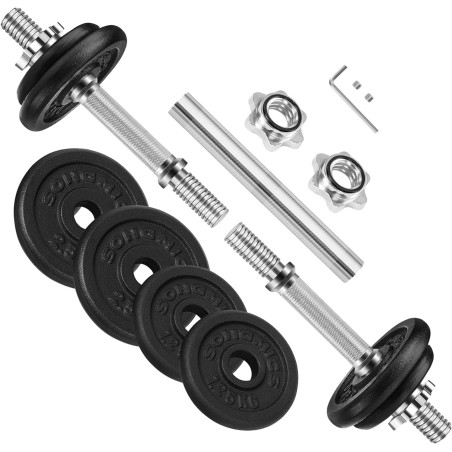 Kit Haltères Musculation 20kg avec Barre d’Extension - Poids Ajustable, Antiglisse et Durable