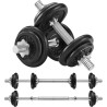 Kit Haltères Musculation 20kg avec Barre d’Extension - Poids Ajustable, Antiglisse et Durable